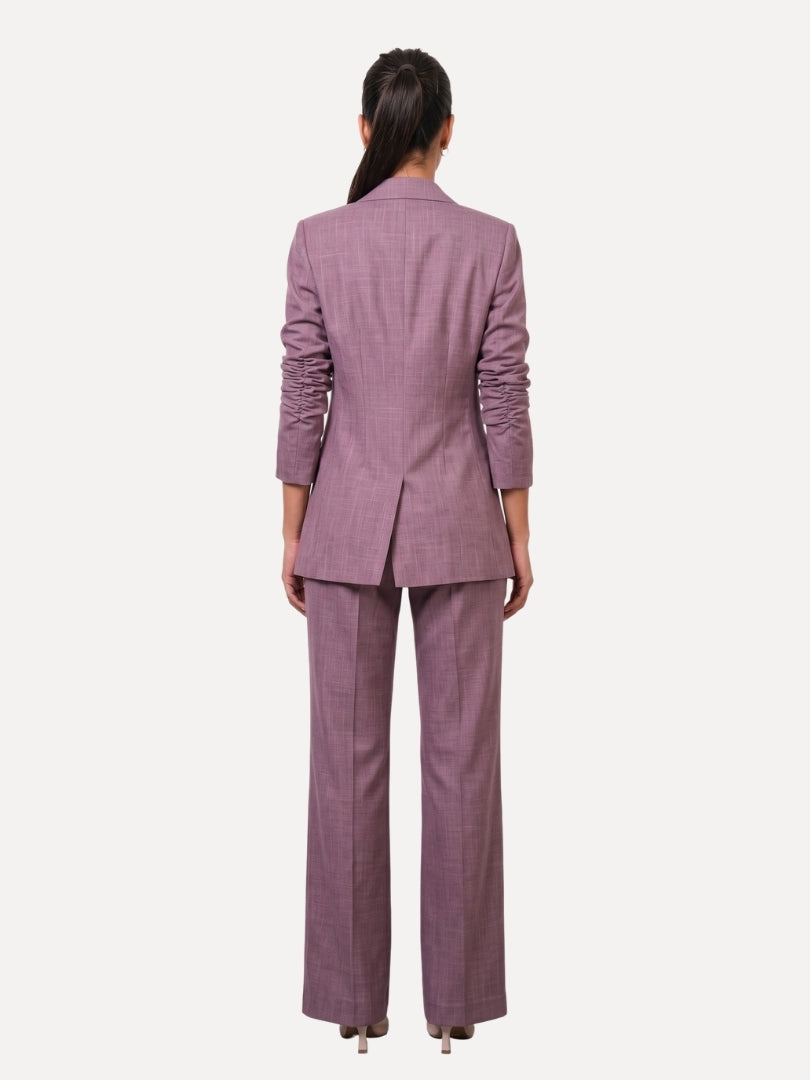 Exude Beige Linen Blazer &amp; Wide-Leg Trouser Co-ord Set