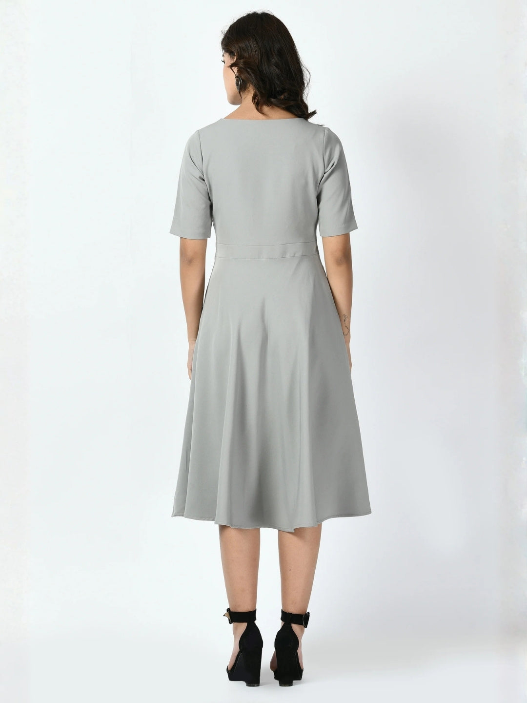 Exude Epitome Classic A-line Dress Grey Dresses