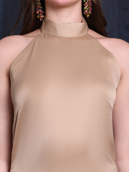 Exude Midnight Luxe Halter Neck Satin Gown