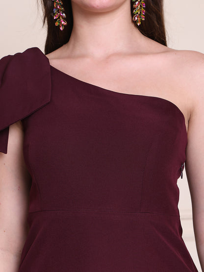 Exude Enchanted Nights One Shoulder A-line Dress With Shoulder Detailing