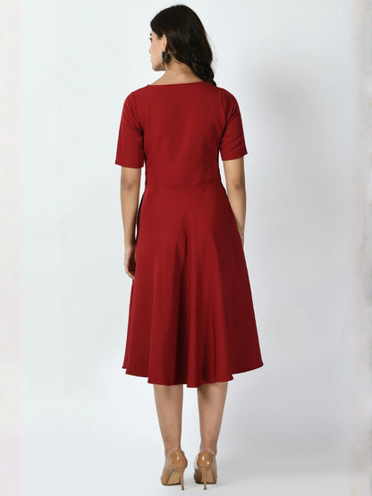 Exude Epitome Classic A-line Dress Red Dresses