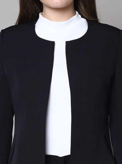 Exude Crowned Confidence Long Blazer (Black)