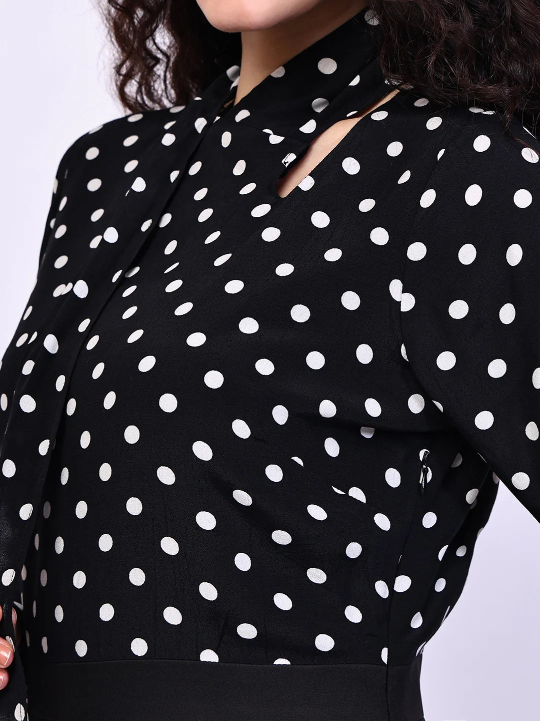 Exude Polka Dots Drape Dress 