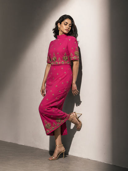 Fuchsia Pink Embroidered Co-ord Set