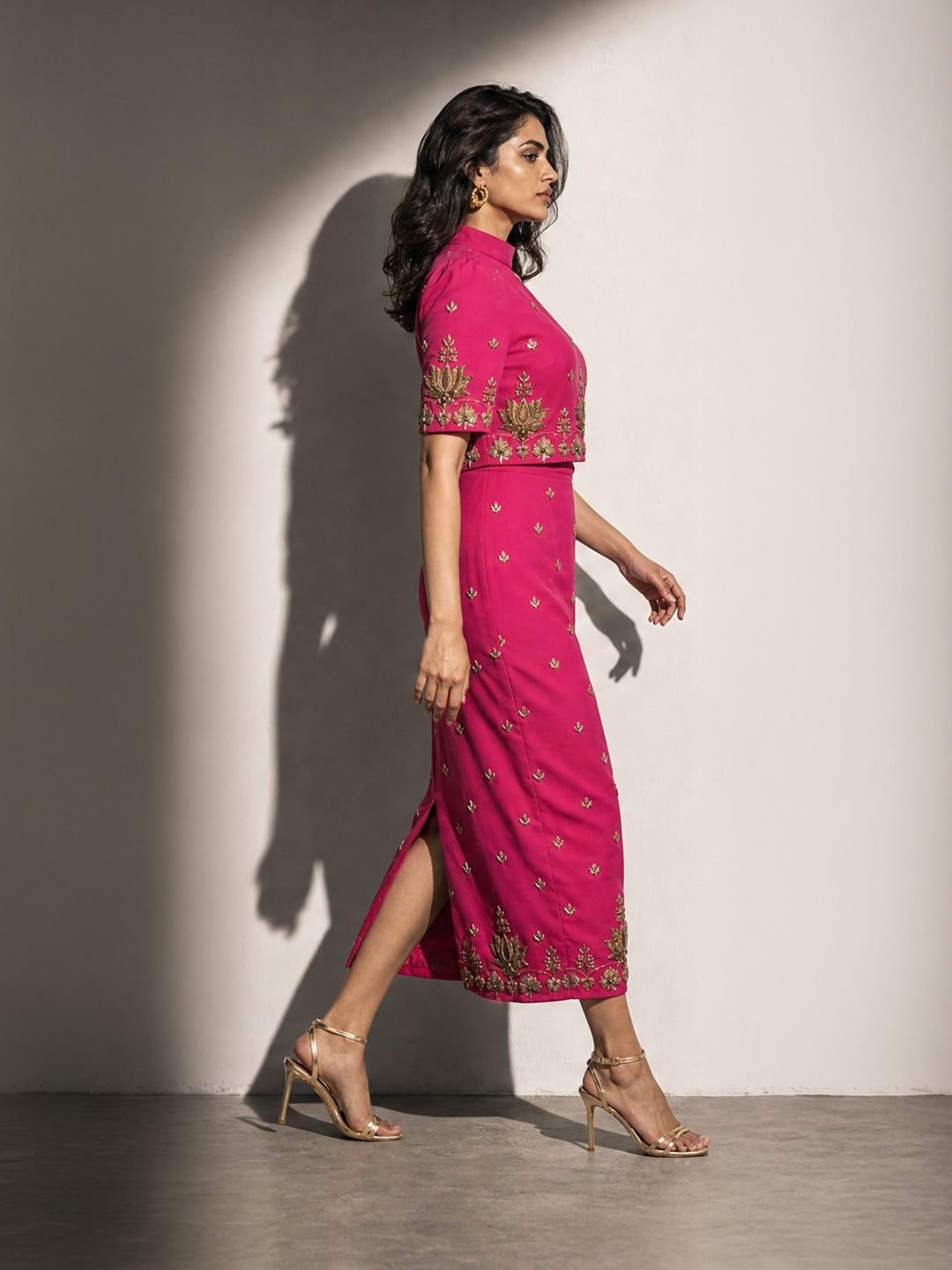 Fuchsia Pink Embroidered Co-ord Set