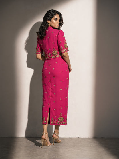 Fuchsia Pink Embroidered Co-ord Set