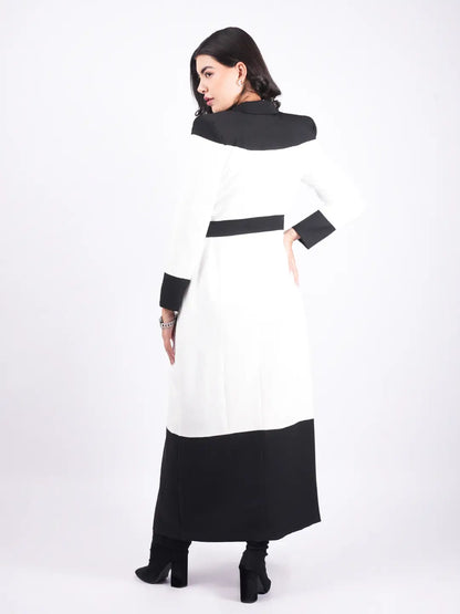 Exude Modern Monochrome Long Coat Coat