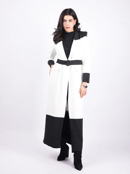 Exude Modern Monochrome Long Coat Coat
