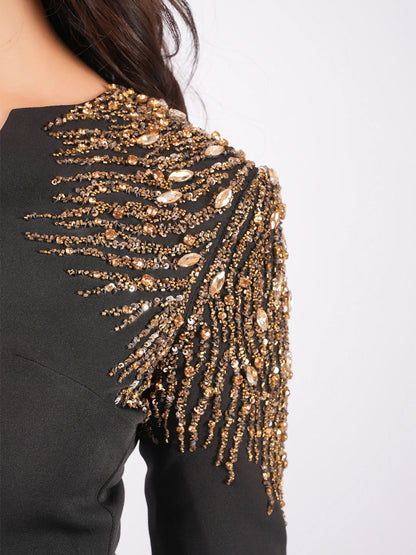 Exude Black Luxe Embellished Dress