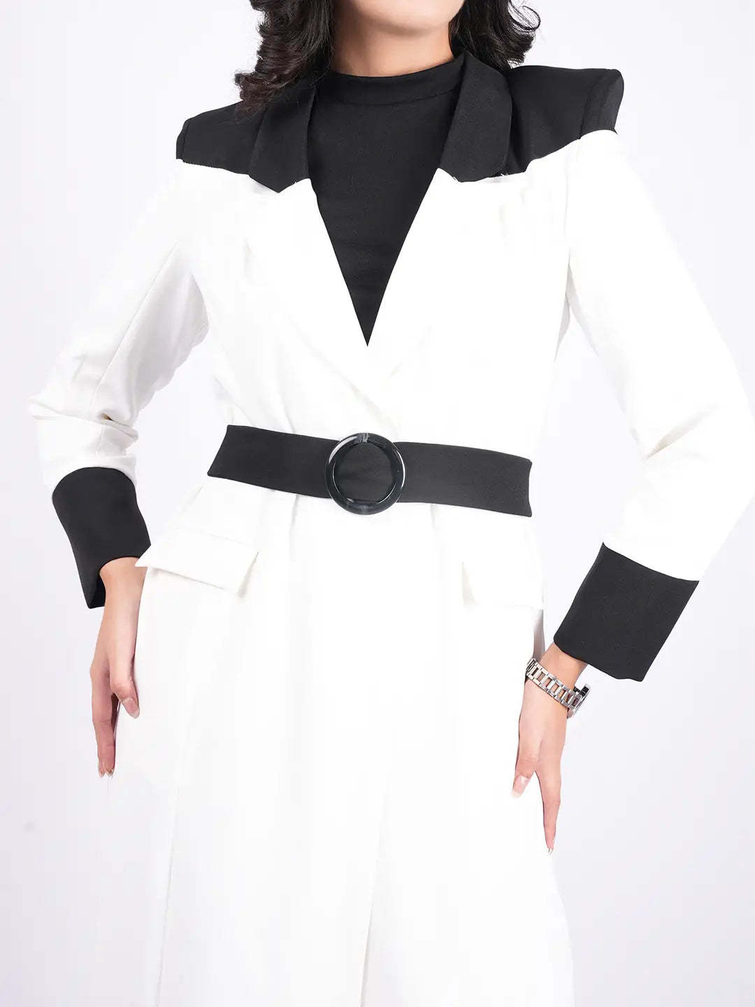Exude Modern Monochrome Long Coat Coat