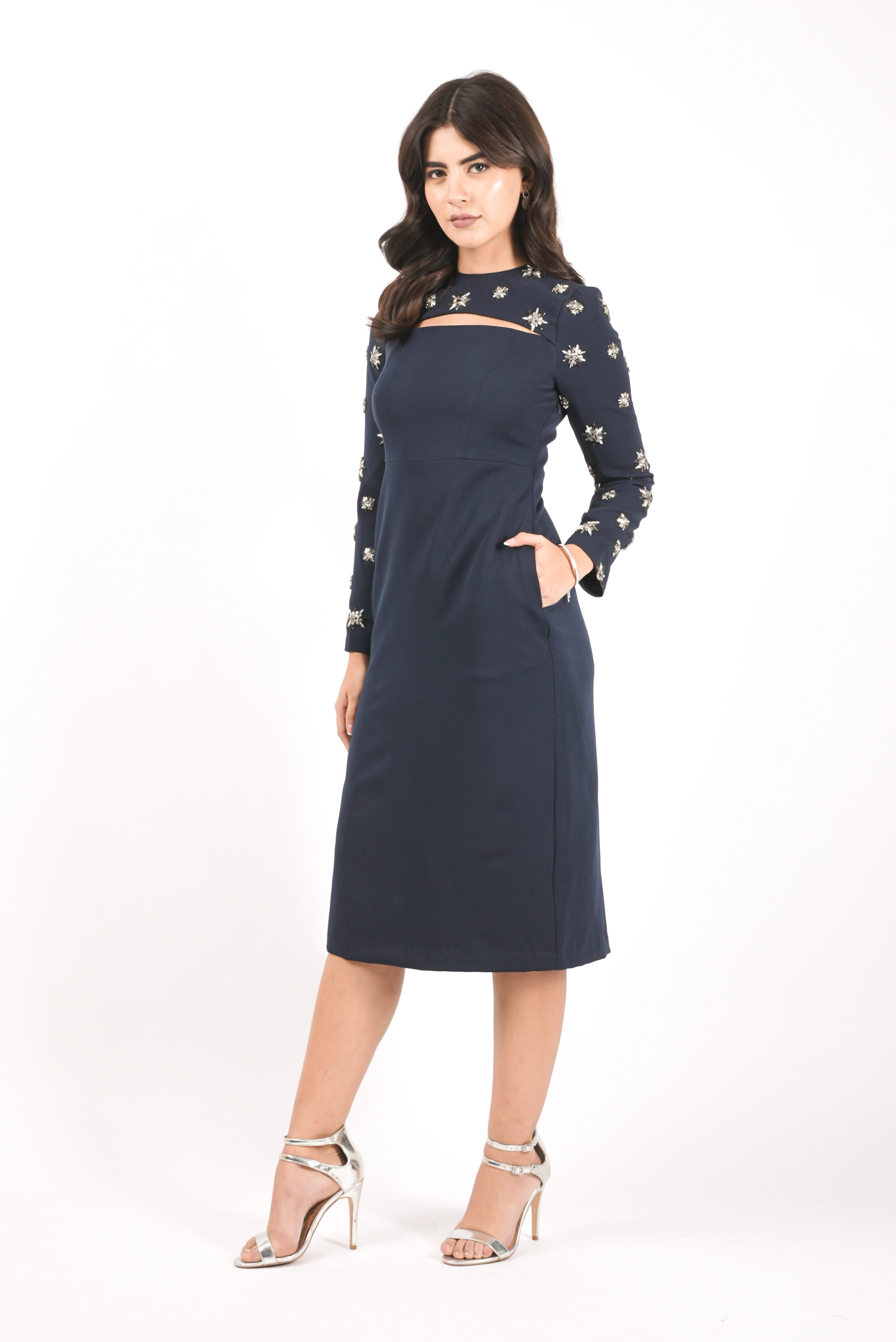 Exude Midnight Stellar Embellished Dress 