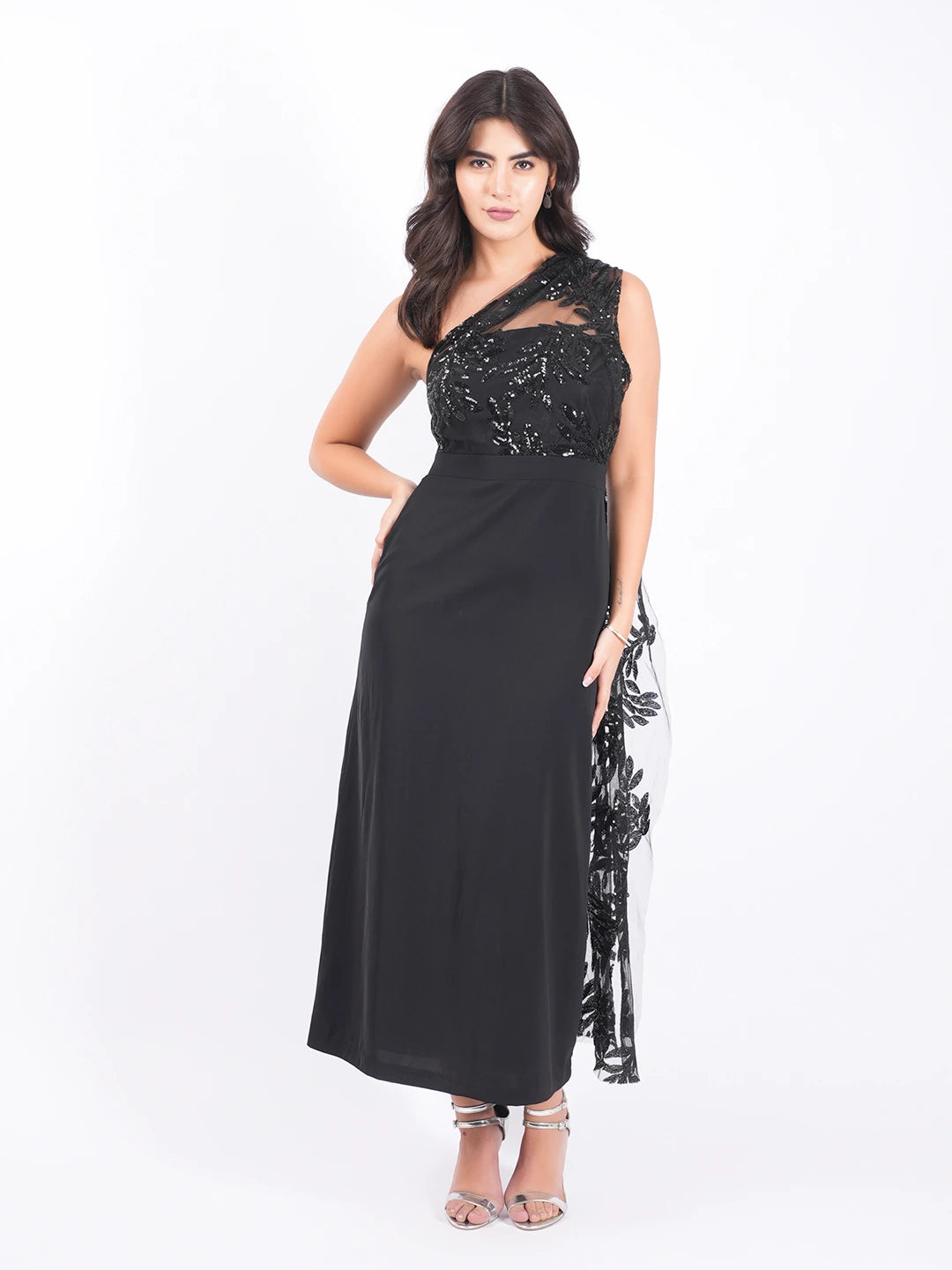 Exude Midnight Grace Sequin Halter Gown