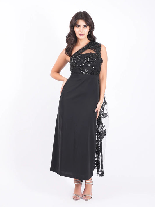 Exude Midnight Grace Sequin Halter Gown