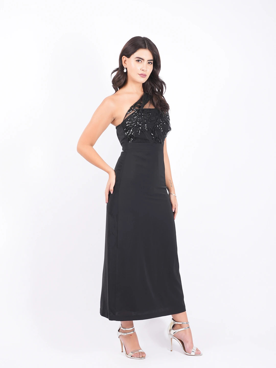 Exude Midnight Grace Sequin Halter Gown