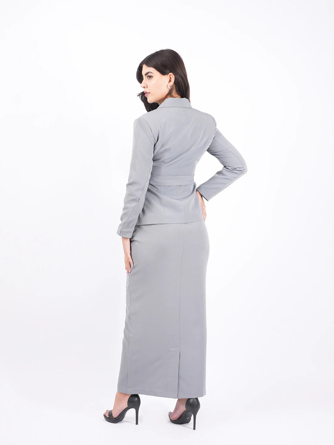 Exude Slate Belted Power Blazer 
