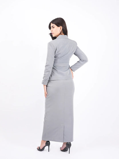 Exude Slate Belted Power Blazer 
