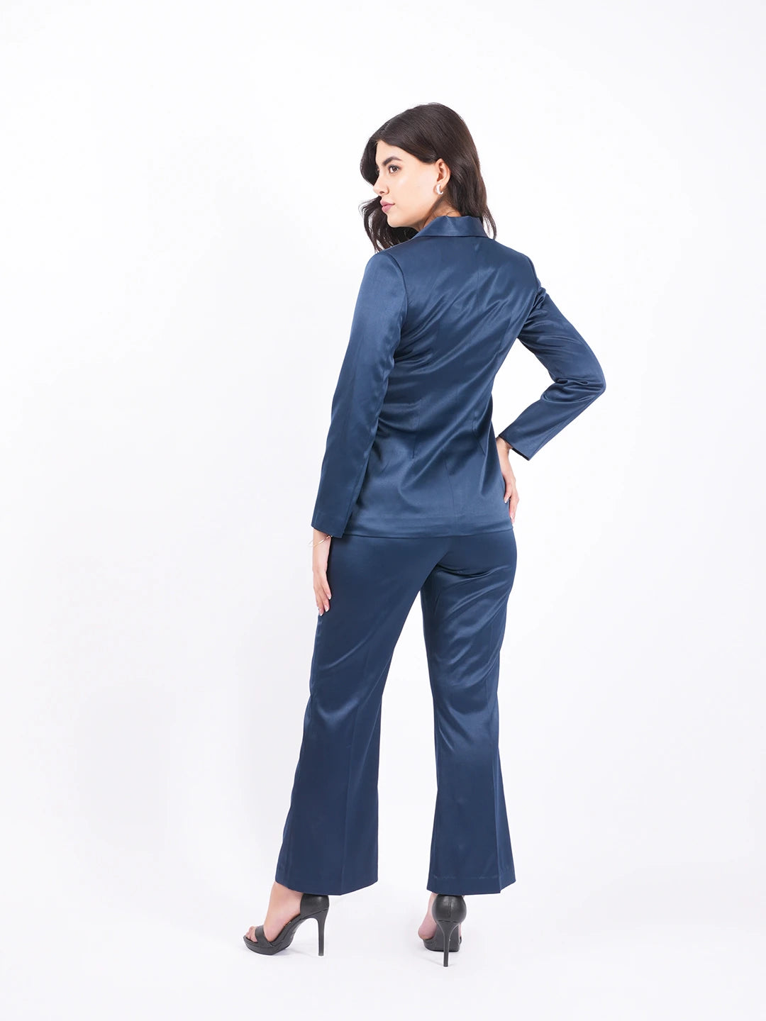 Exude Midnight Satin Suit Set 