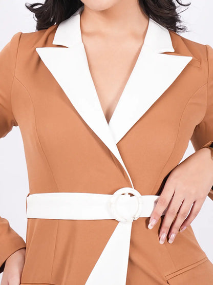 Exude Mocha Contrast Midi Dress Dresses