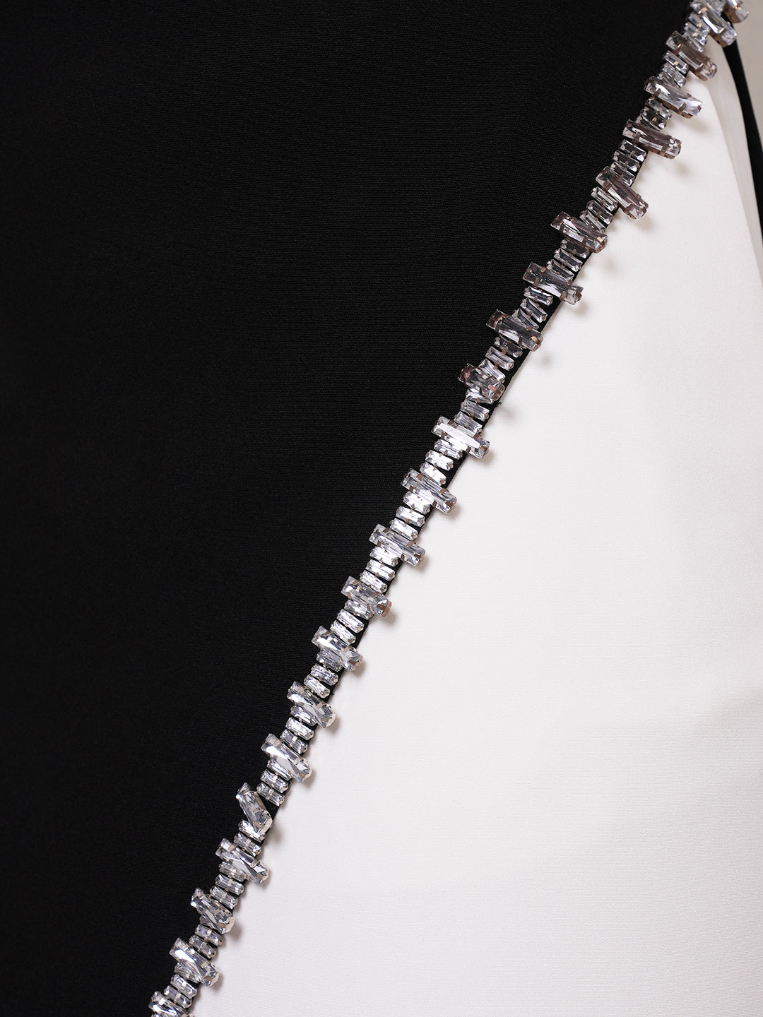 Black &amp; White One-Shoulder Crystal Trim Tunic &amp; Wide-Leg Palazzo Co-ord Set