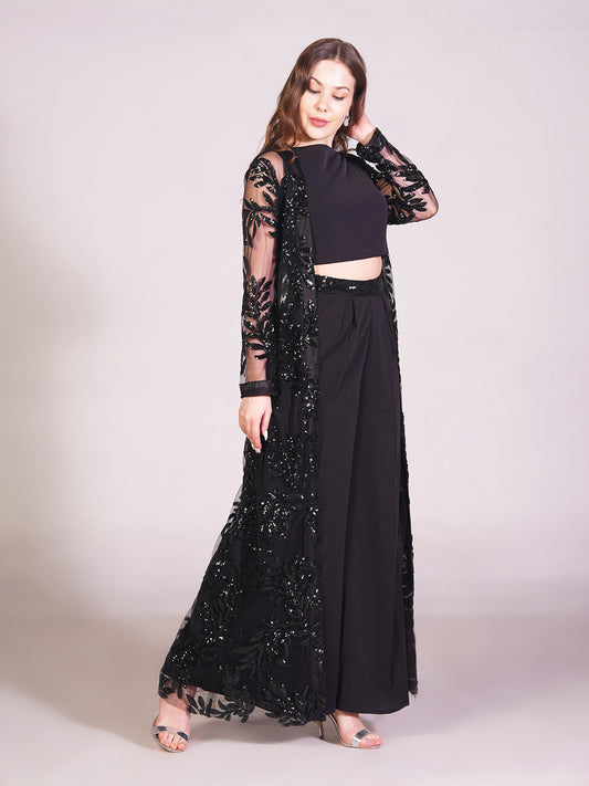 Midnight Embellished Cape Co-Ord Set