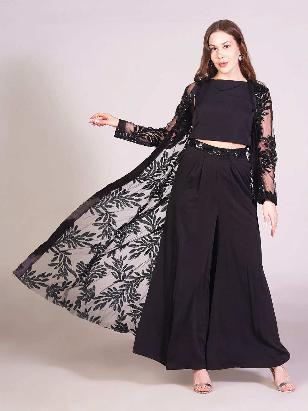 Midnight Embellished Cape Co-Ord Set