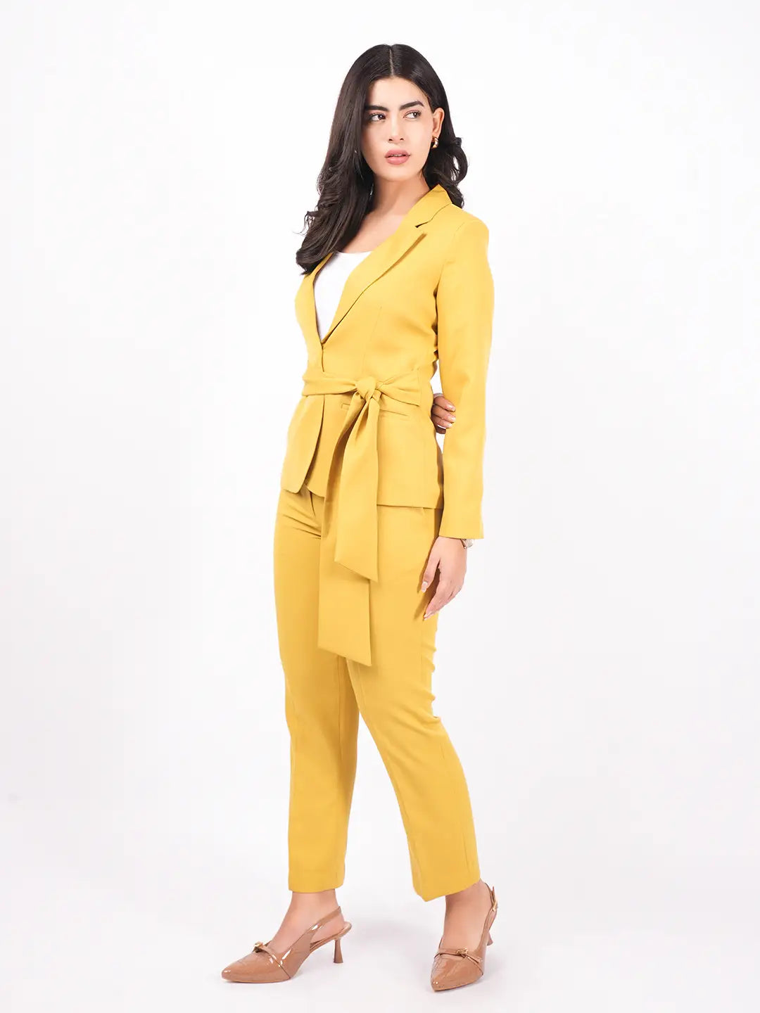 Exude Sunpower Statement Blazer with Tapered Straight Pants Co-ord Sets