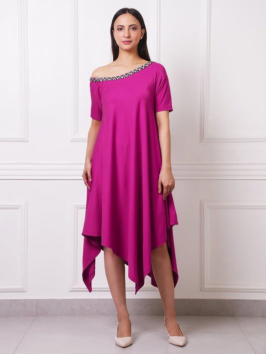 Exude Aria Asymmetric Embellished Dress