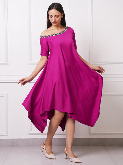 Exude Aria Asymmetric Embellished Dress