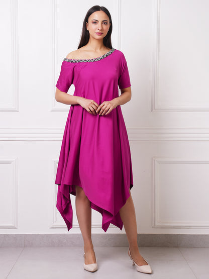 Exude Aria Asymmetric Embellished Dress