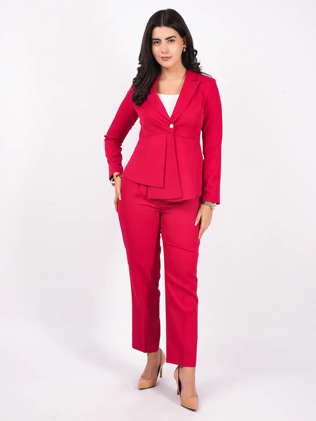 Exude Power Peplum Blazer with tapered straight pants Co-ord Sets