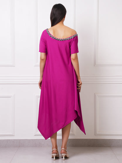 Exude Aria Asymmetric Embellished Dress