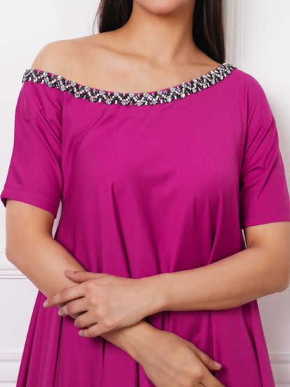 Exude Aria Asymmetric Embellished Dress