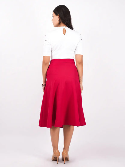Exude Embellished Rib Knit Top with Bold A-Line Skirt Co-ord Sets