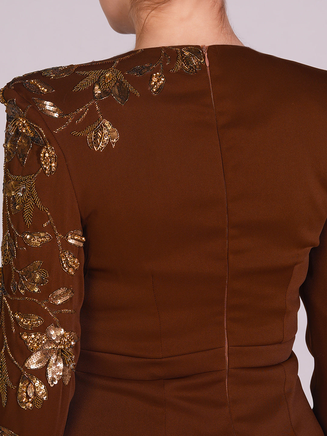 Embroidered Shoulder Sheath Dress