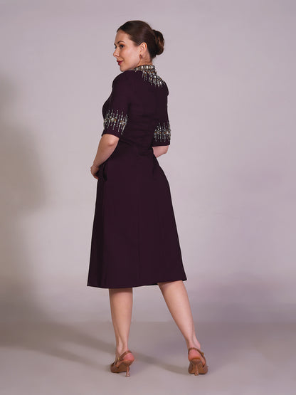 Embroidered Shoulder Sheath Dress