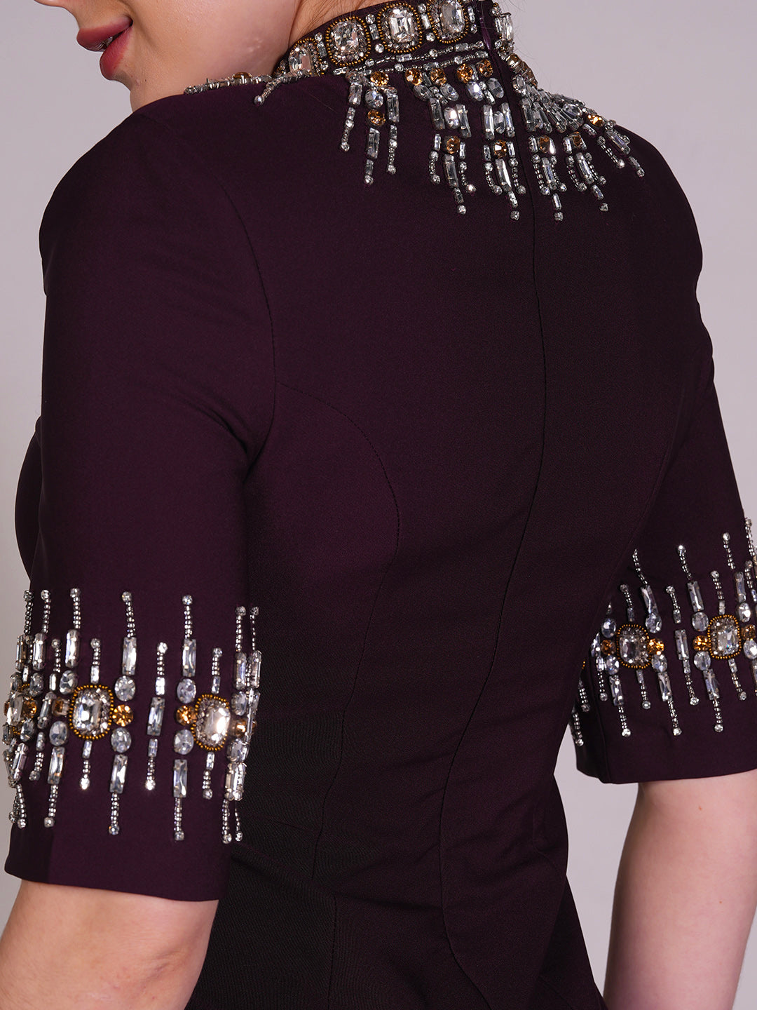 Embroidered Shoulder Sheath Dress