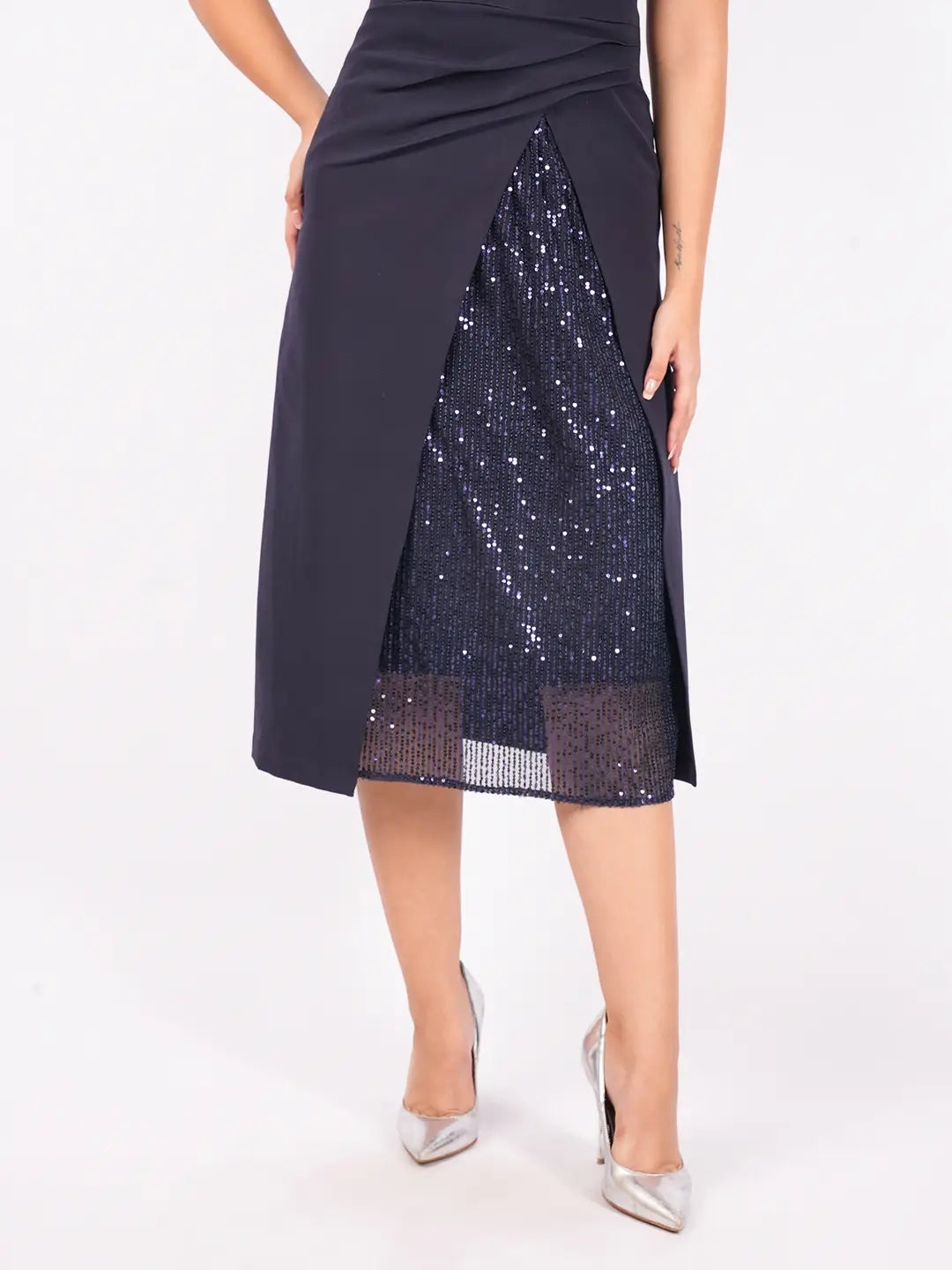 Exude Midnight Allure Sequin Slit Dress Dresses