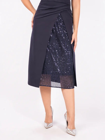 Exude Midnight Allure Sequin Slit Dress Dresses