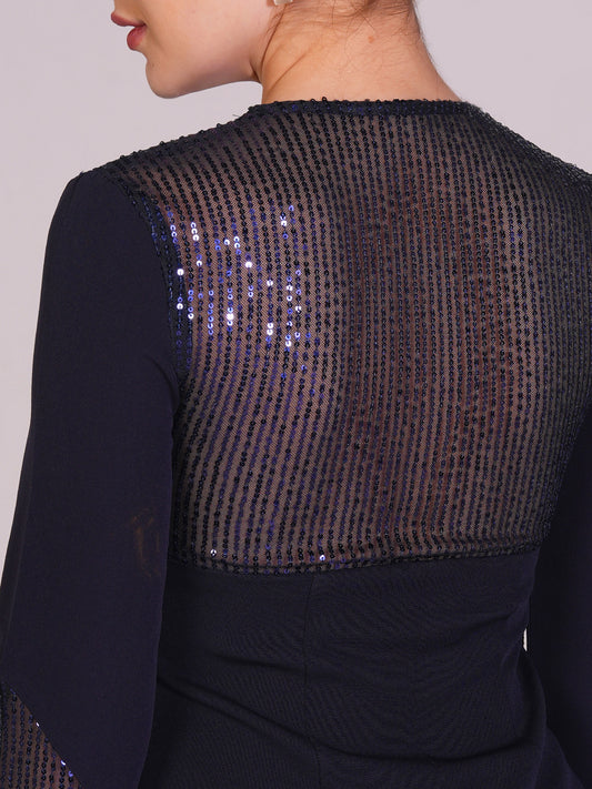 Midnight Veil Layered Midi Dress