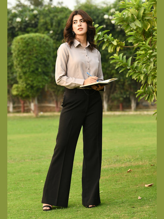 Exude Charisma Long Sleeves Formal Shirt Beige Shirts