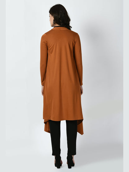 Exude Supreme Longline Shrug Tan Brown Shrugs