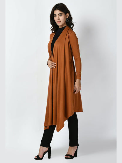Exude Supreme Longline Shrug Tan Brown Shrugs