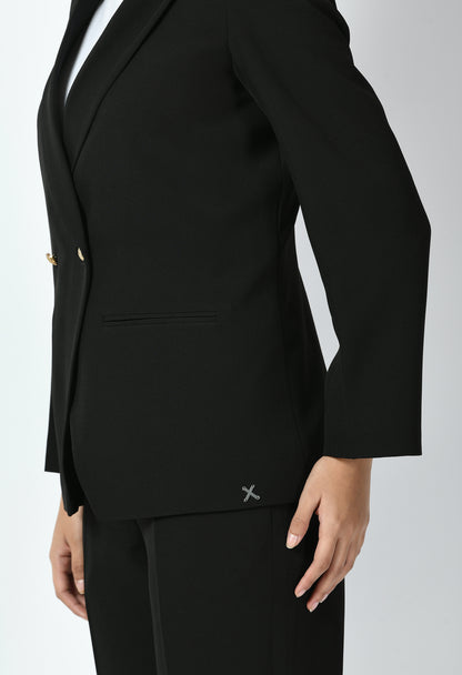 Exude Vitality Formal Blazer with Bootcut Trousers (Black)