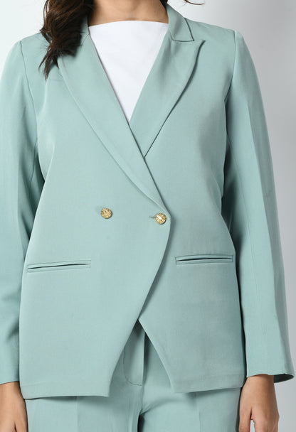 Exude Vitality Formal Blazer with Bootcut Trousers (Cyan Blue)