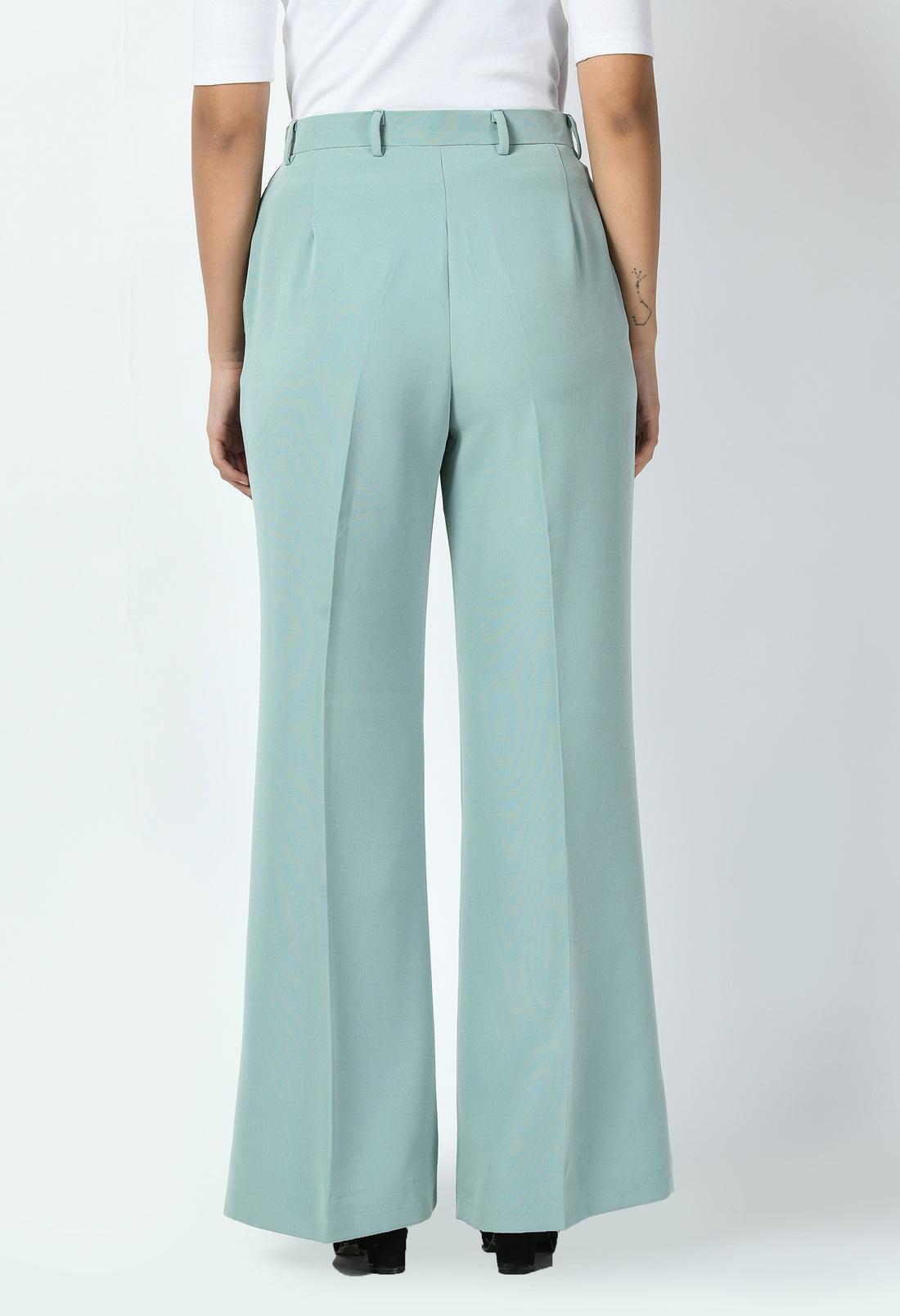 Exude Eminence Solid Bootcut Trousers (Cyan Blue)