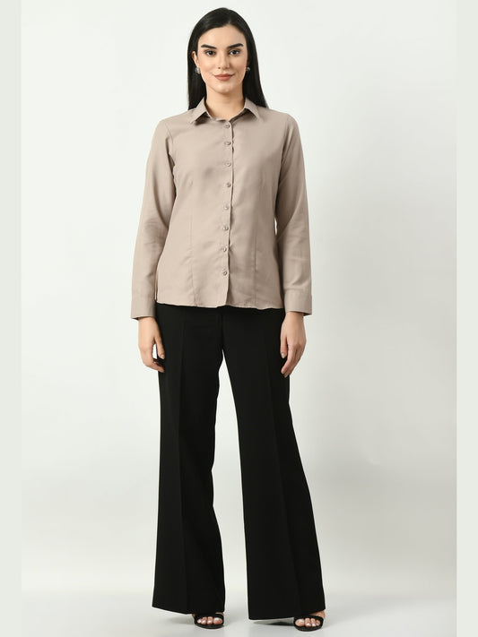 Exude Charisma Long Sleeves Formal Shirt Beige Shirts