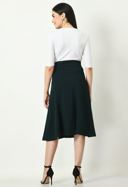 Exude Victory A-line Midi Skirt (Emerald Green)