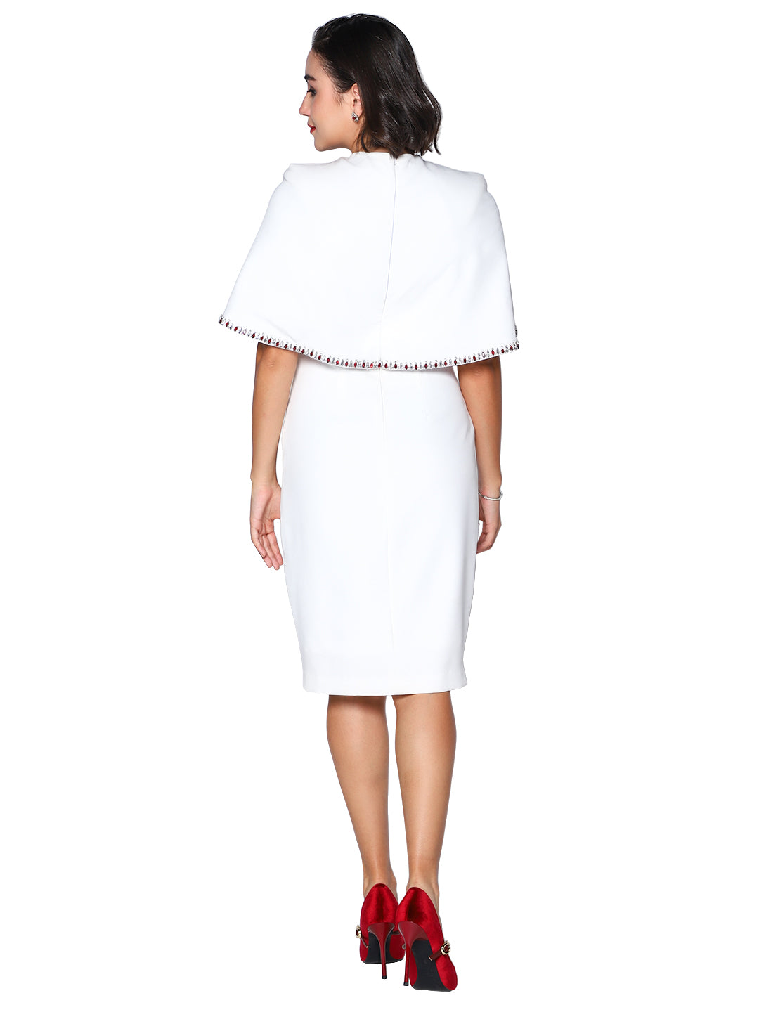 Exude Ivory Grace Cape Dress