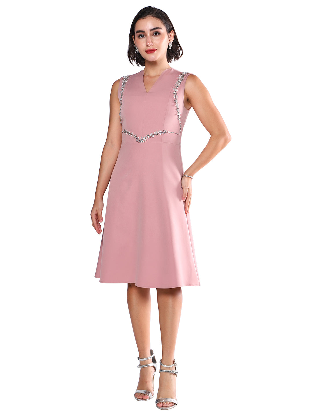 Exude Blush Grace Embellished A-Line Dress