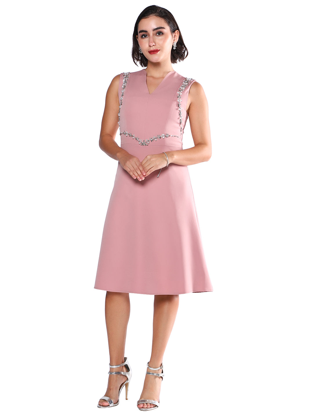 Exude Blush Grace Embellished A-Line Dress Dresses